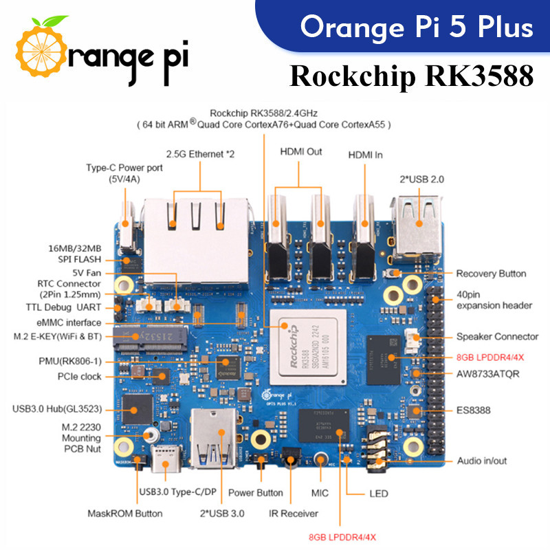 Orange Pi 5 Plus, ordinateur m - Rockchip Rk3588 Development Board avis et prix